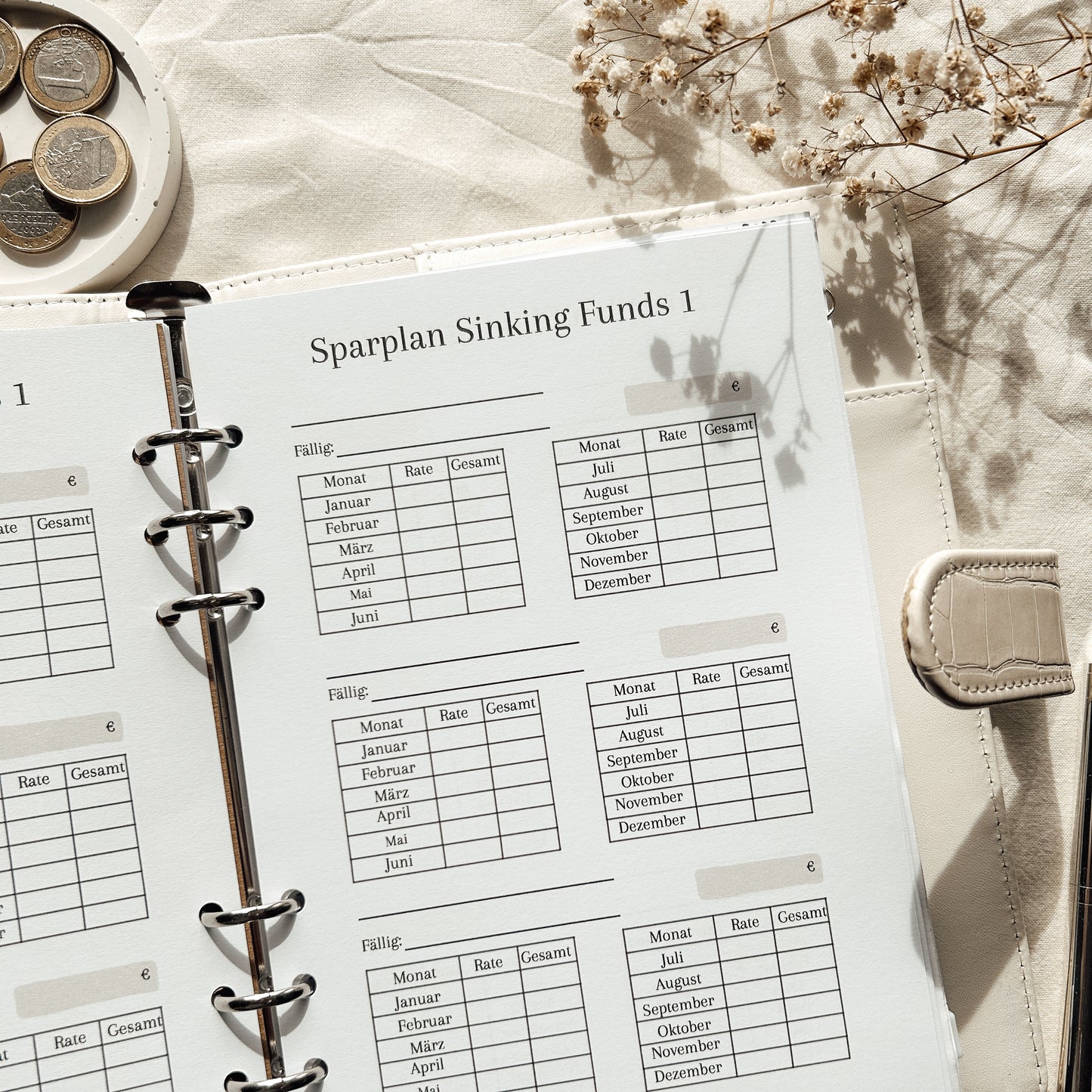 Undatierter Budgetjahresplaner beige - A5