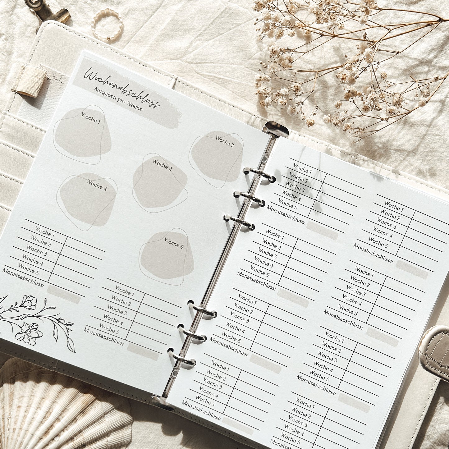 Undatierter Budgetjahresplaner beige - A5
