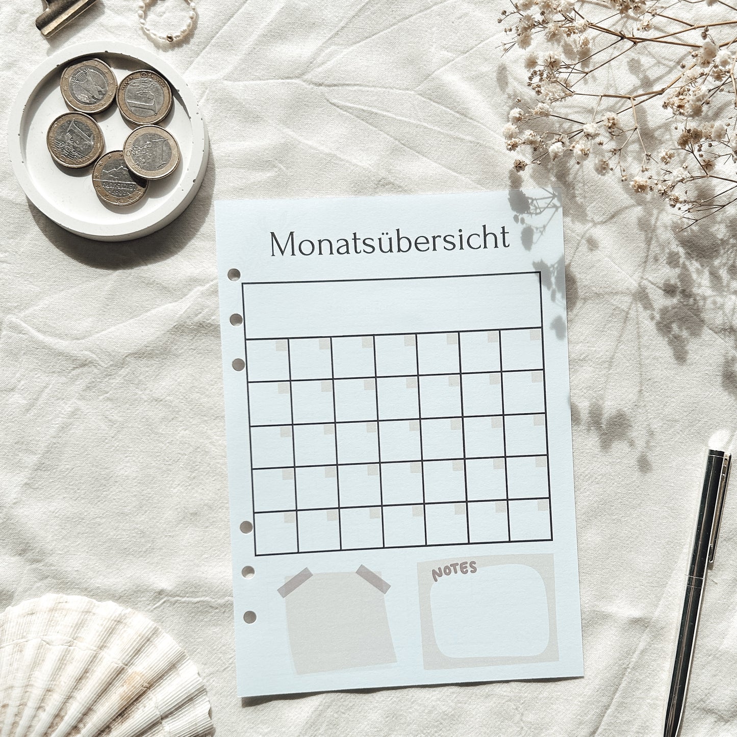 Ersatzeinlage Monatsübersicht beige A5