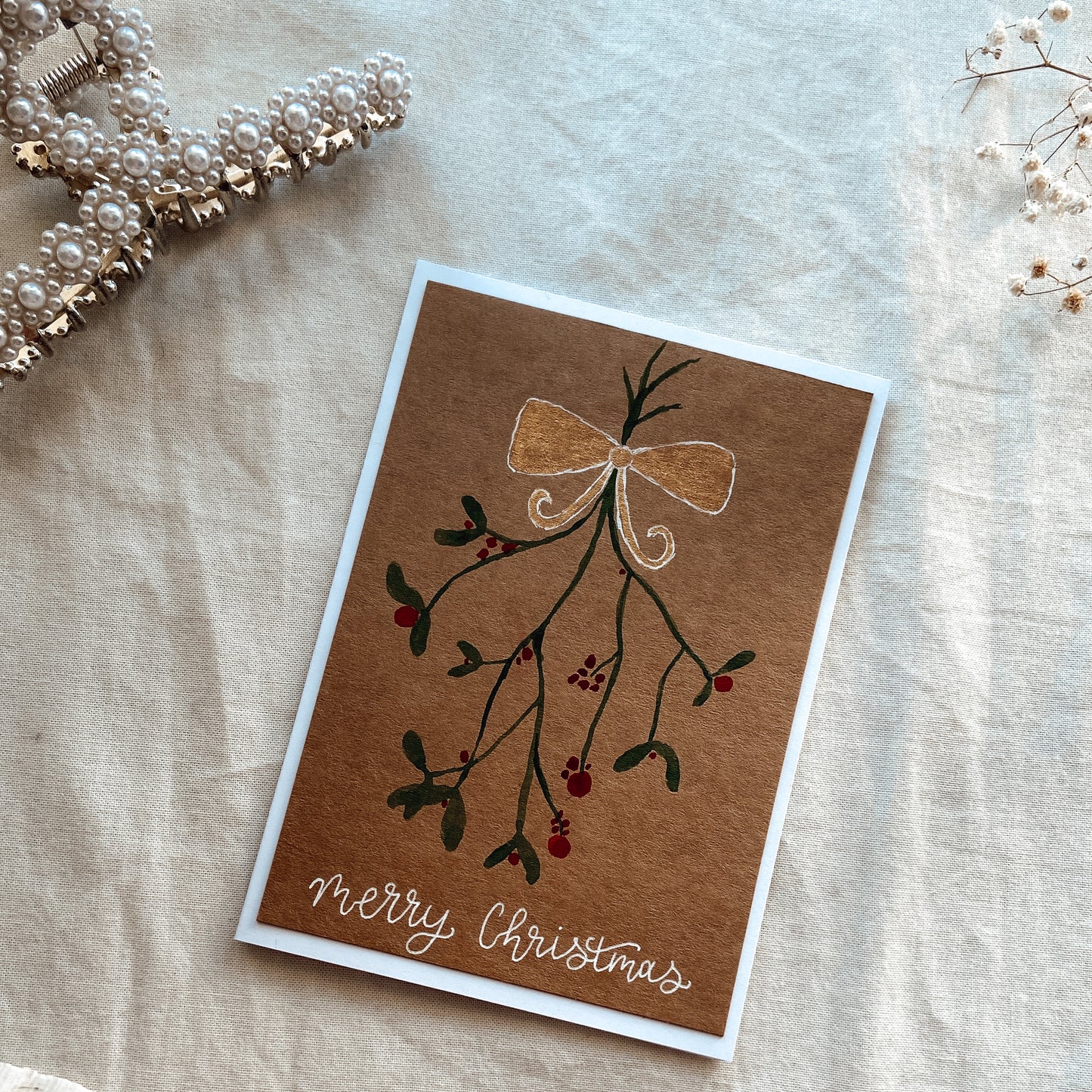 Mistelzweig Kraftpapier - Karte