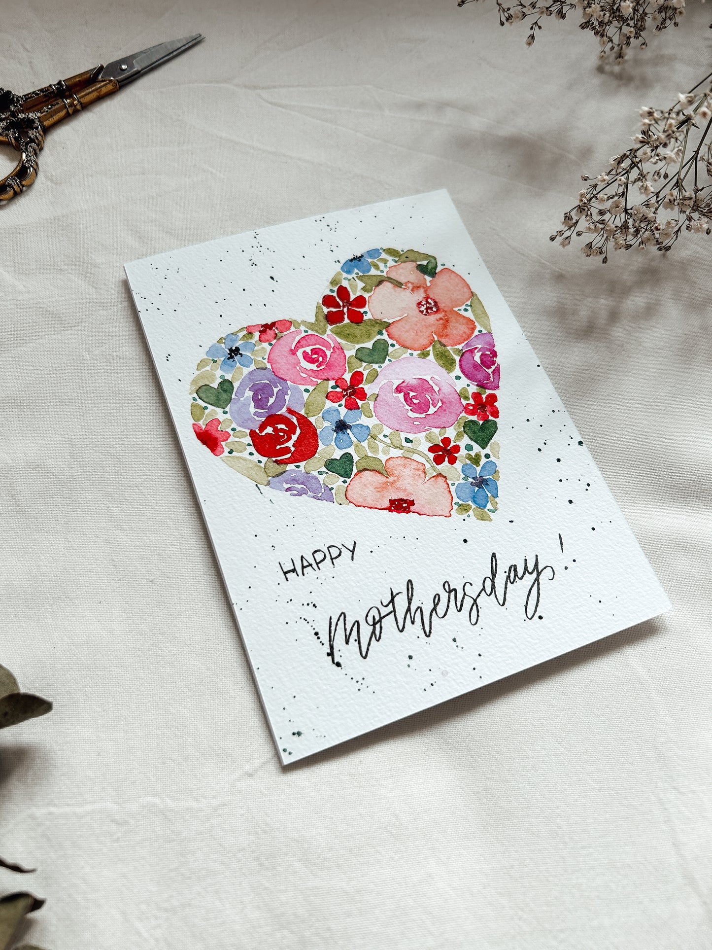 Blumenherz zum Muttertag - Karte