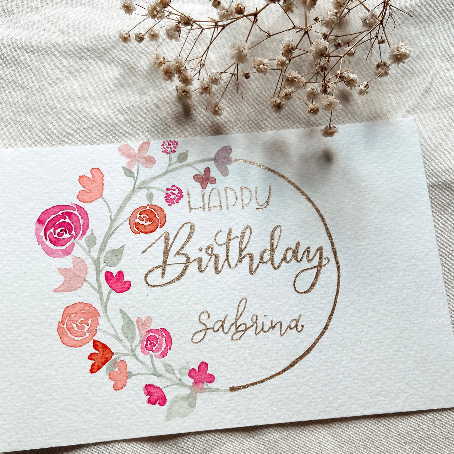 Blumenaquarell Kranz Karte