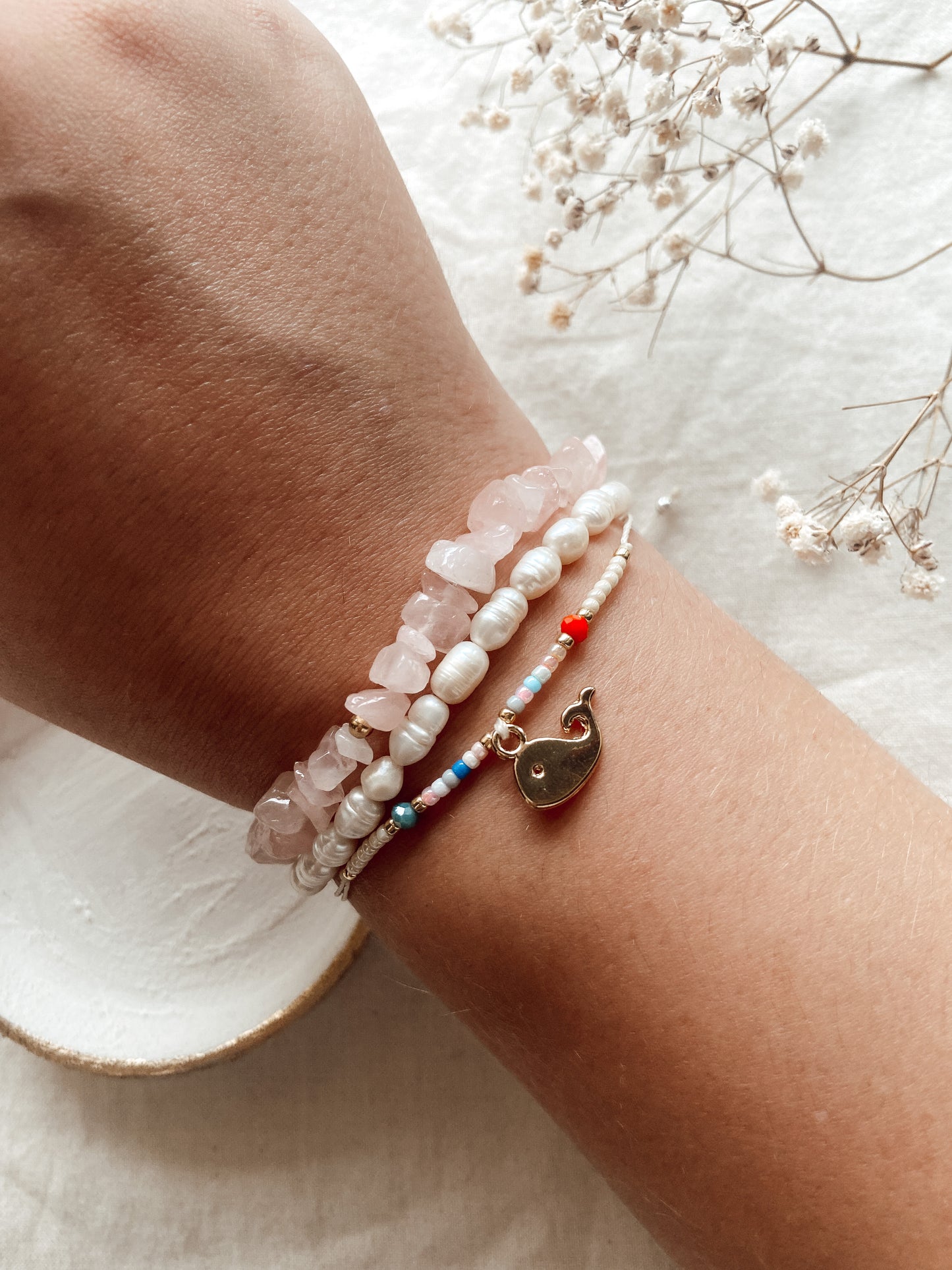 Rosenquarzsplitter - Armband