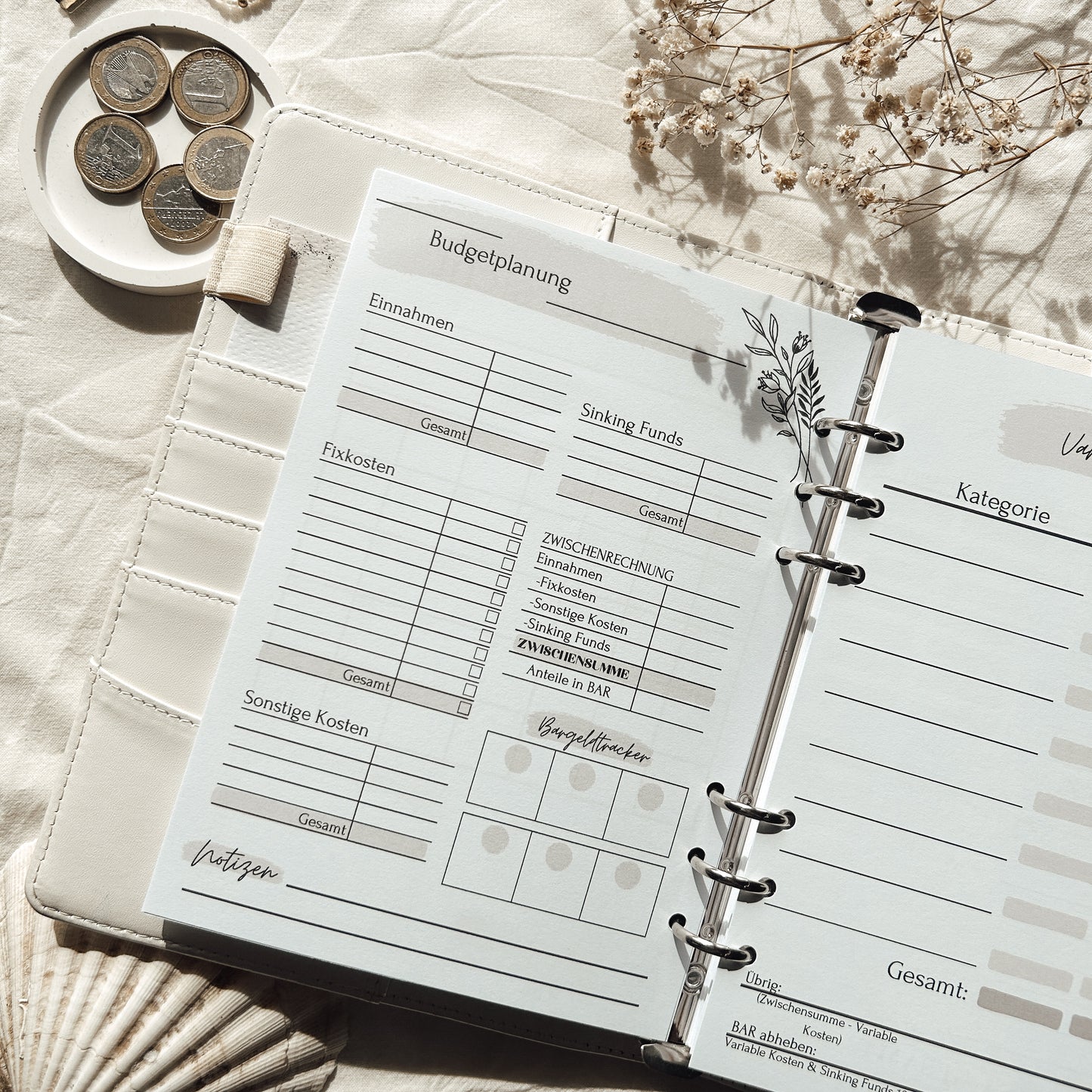 Undatierter Budgetjahresplaner beige - A5