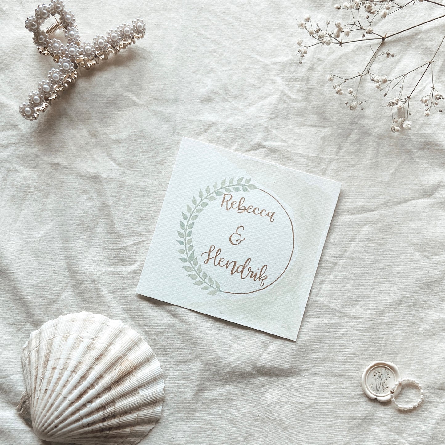 Blätteraquarell Kranz Karte