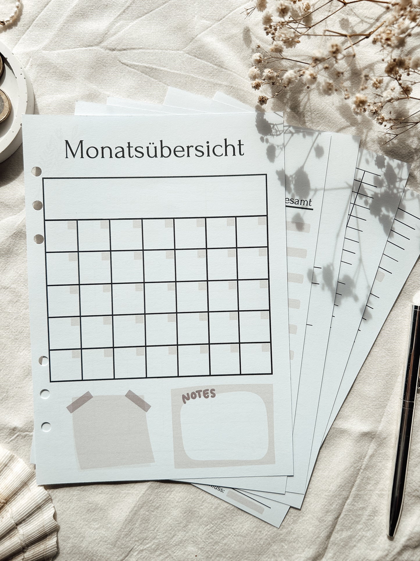 Ersatzeinlage Monatsübersicht beige A5