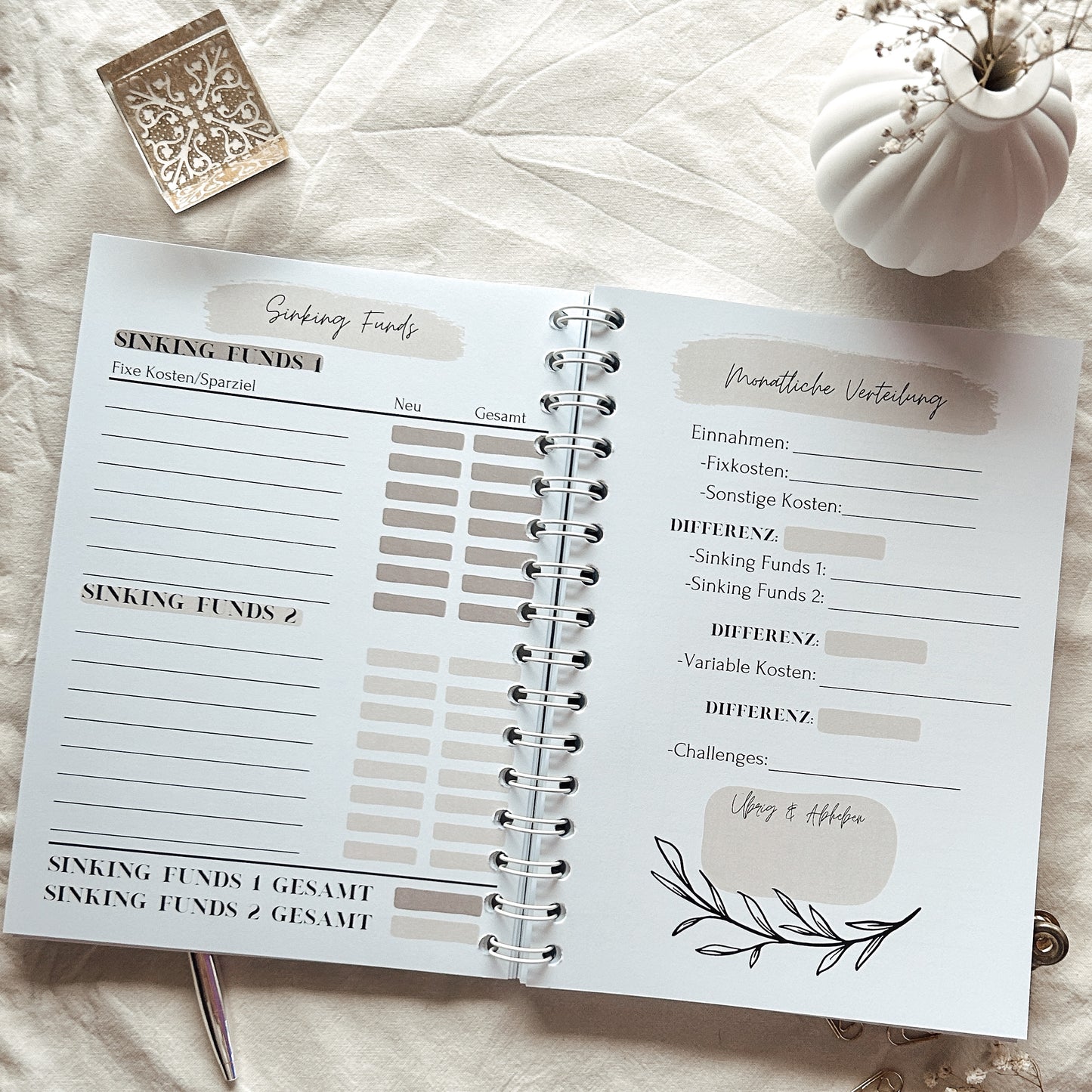 Undatierter Budgetjahresplaner beige - A5