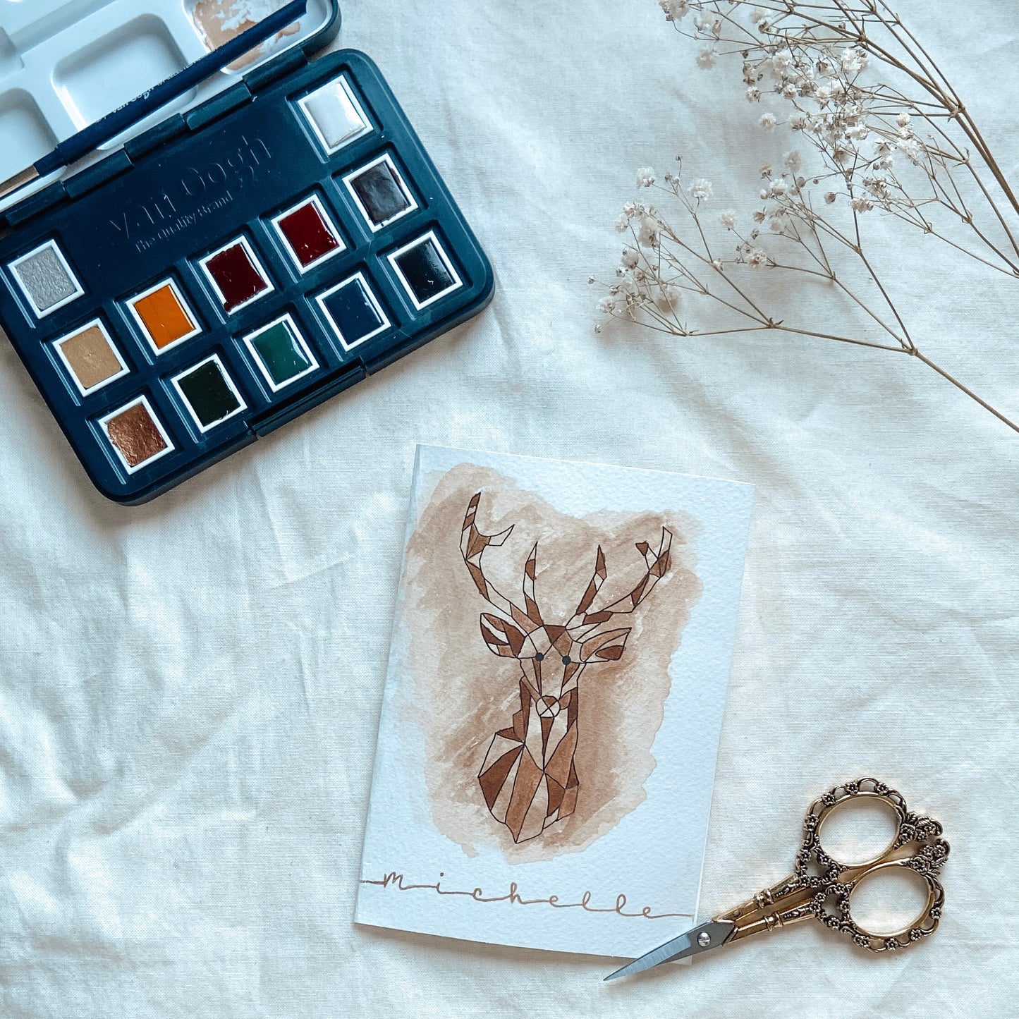 Hirschaquarell - Karte