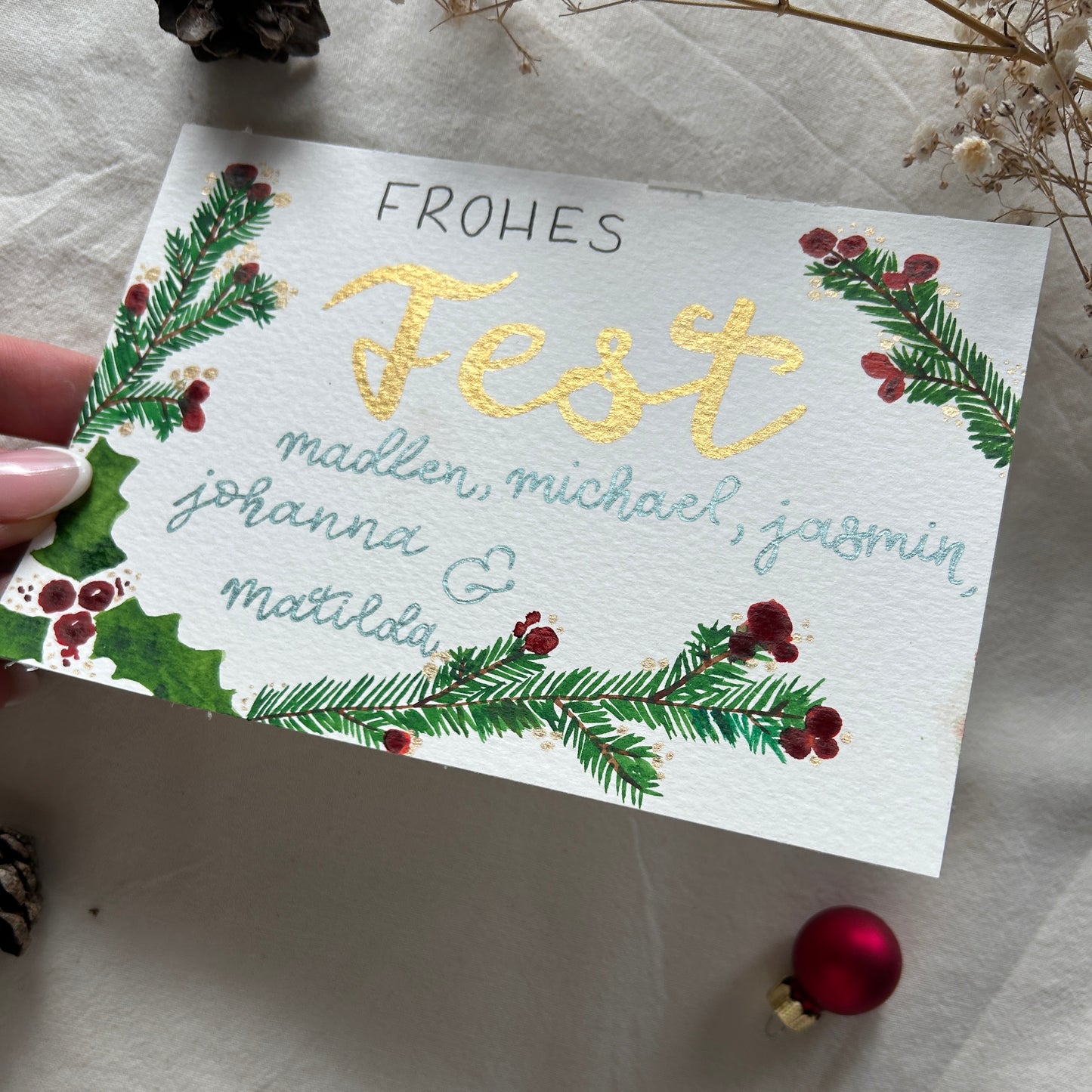 Mistelzweigtraum Gold - Karte