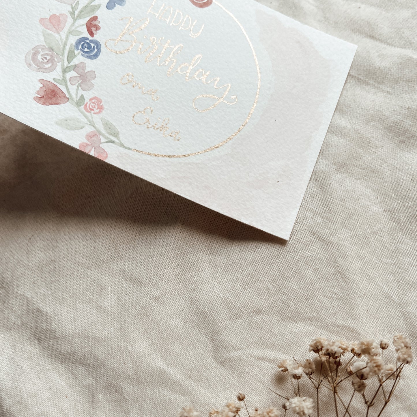 Blumenaquarell Kranz pastell Karte