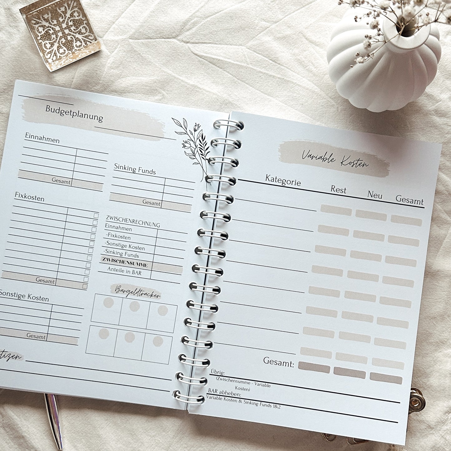 Undatierter Budgetjahresplaner beige - A5