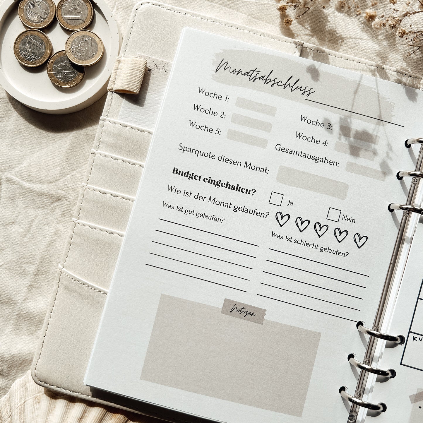 Undatierter Budgetjahresplaner beige - A5