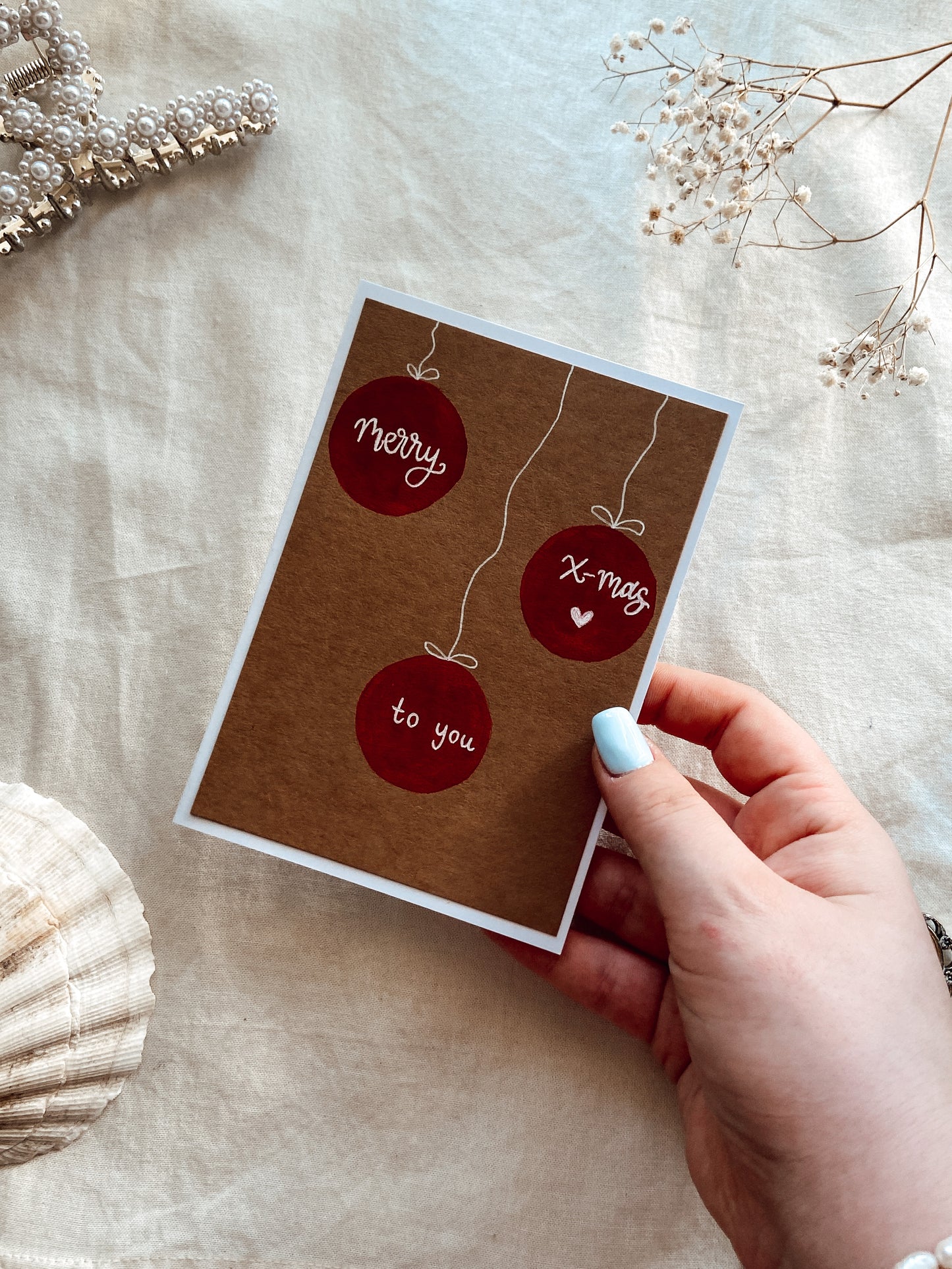 Rote Weihnachtskugeln - Karte