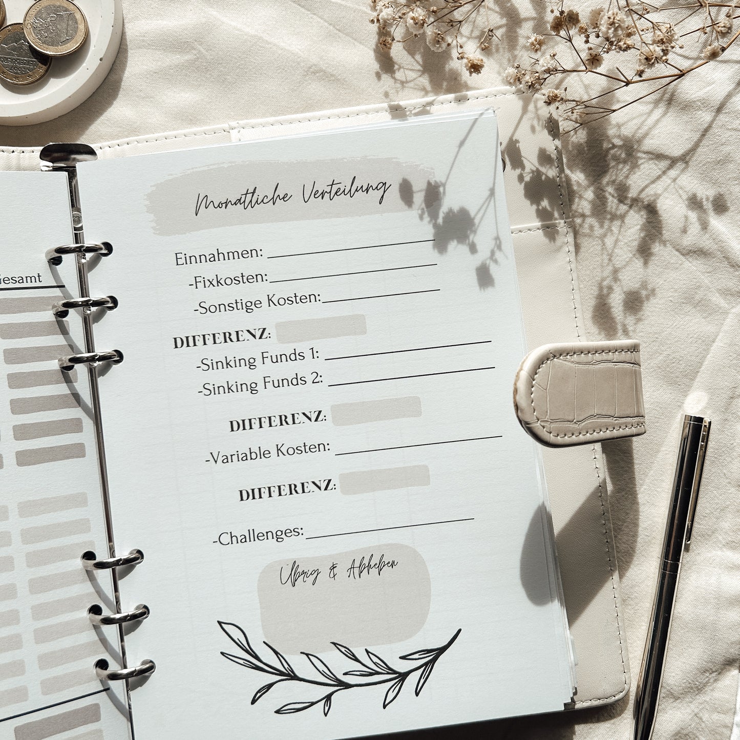 Undatierter Budgetjahresplaner beige - A5