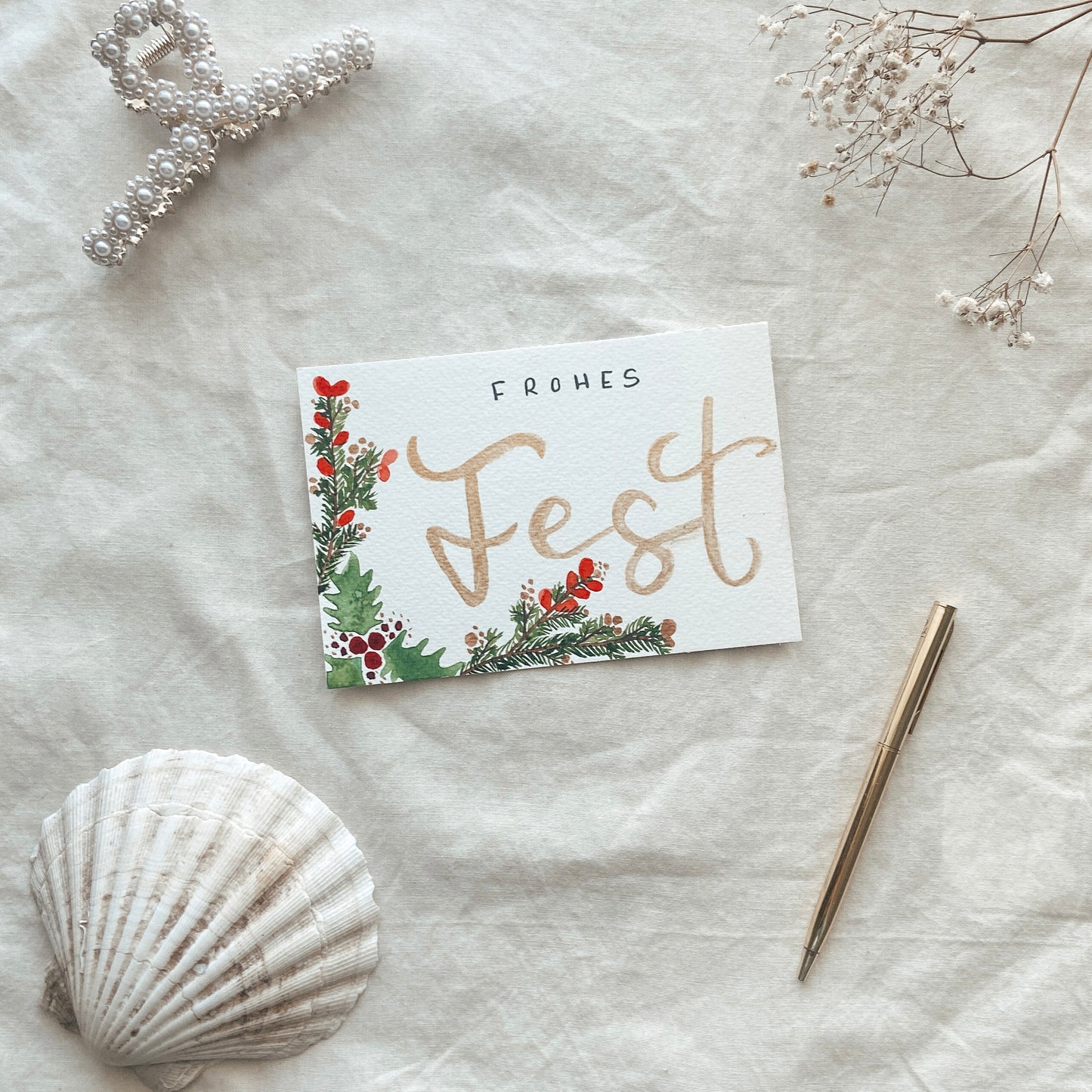 Mistelzweigtraum Gold - Karte