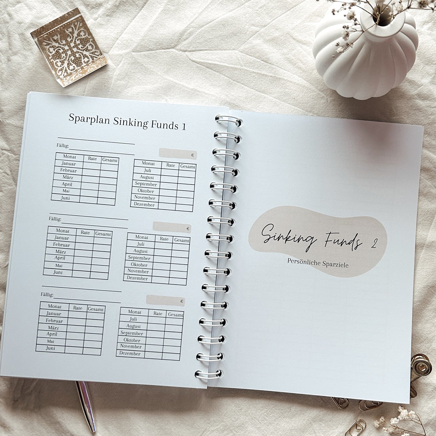 Undatierter Budgetjahresplaner beige - A5