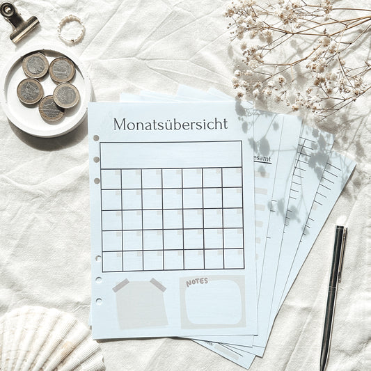 Ersatzeinlage Monatsübersicht beige A5