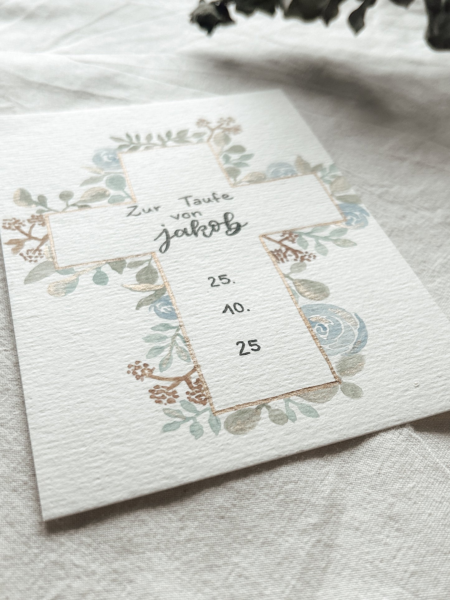 Blumenaquarell Kreuz - Karte