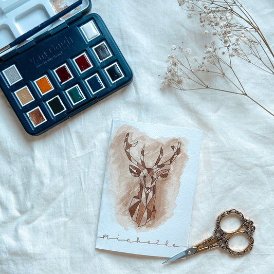 Hirschaquarell - Karte