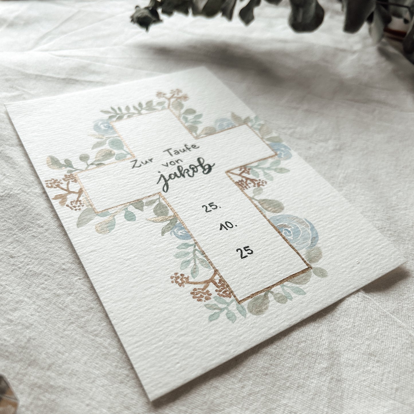 Blumenaquarell Kreuz - Karte