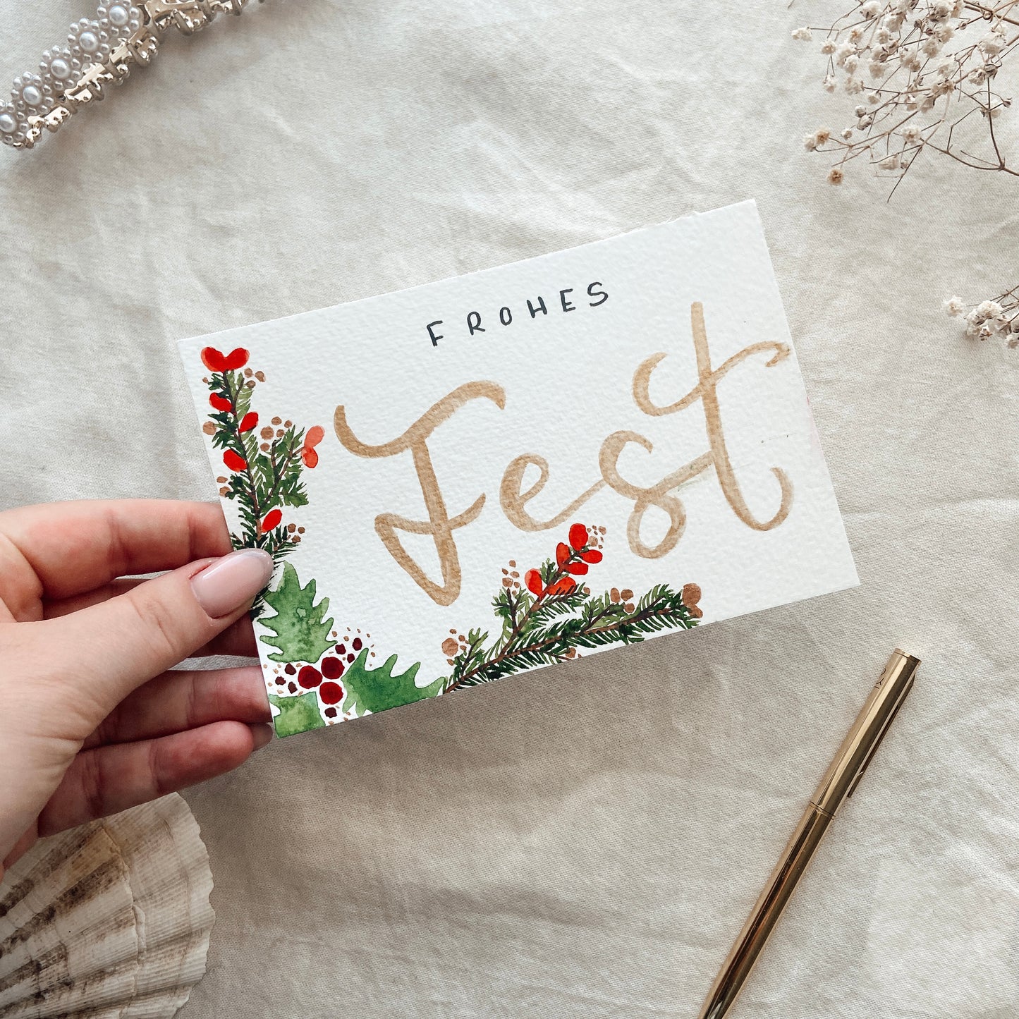 Mistelzweigtraum Gold - Karte