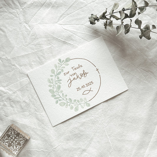 Eukalyptus Kranz zur Taufe - Karte