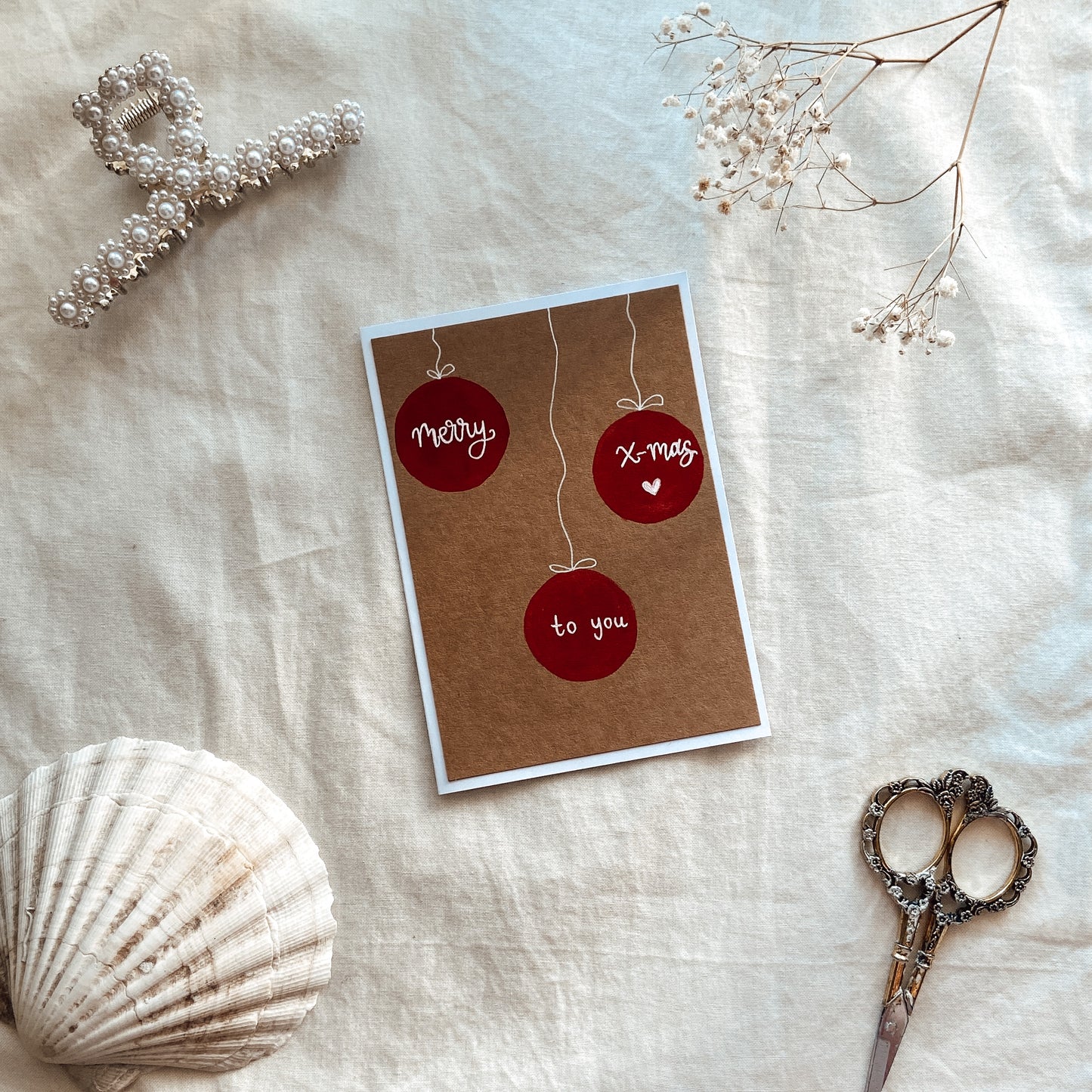 Rote Weihnachtskugeln - Karte