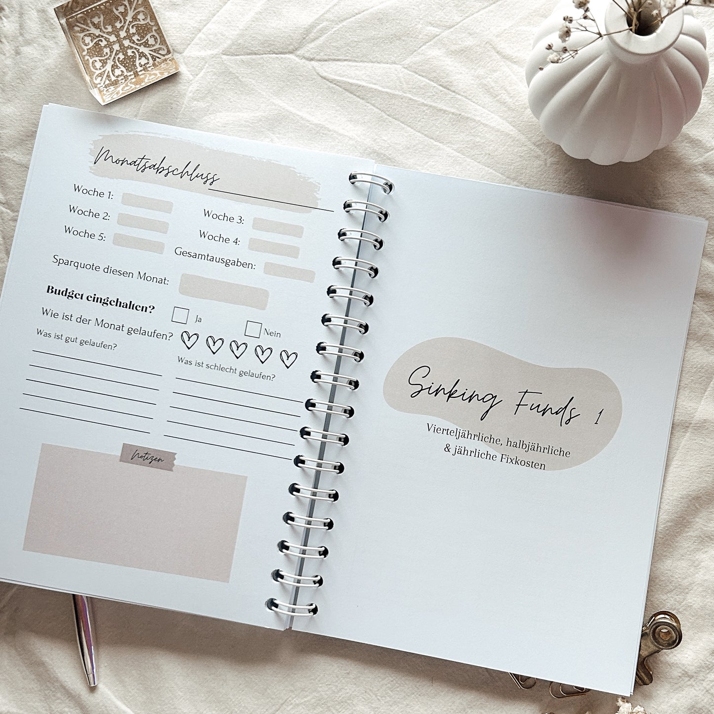 Undatierter Budgetjahresplaner beige - A5