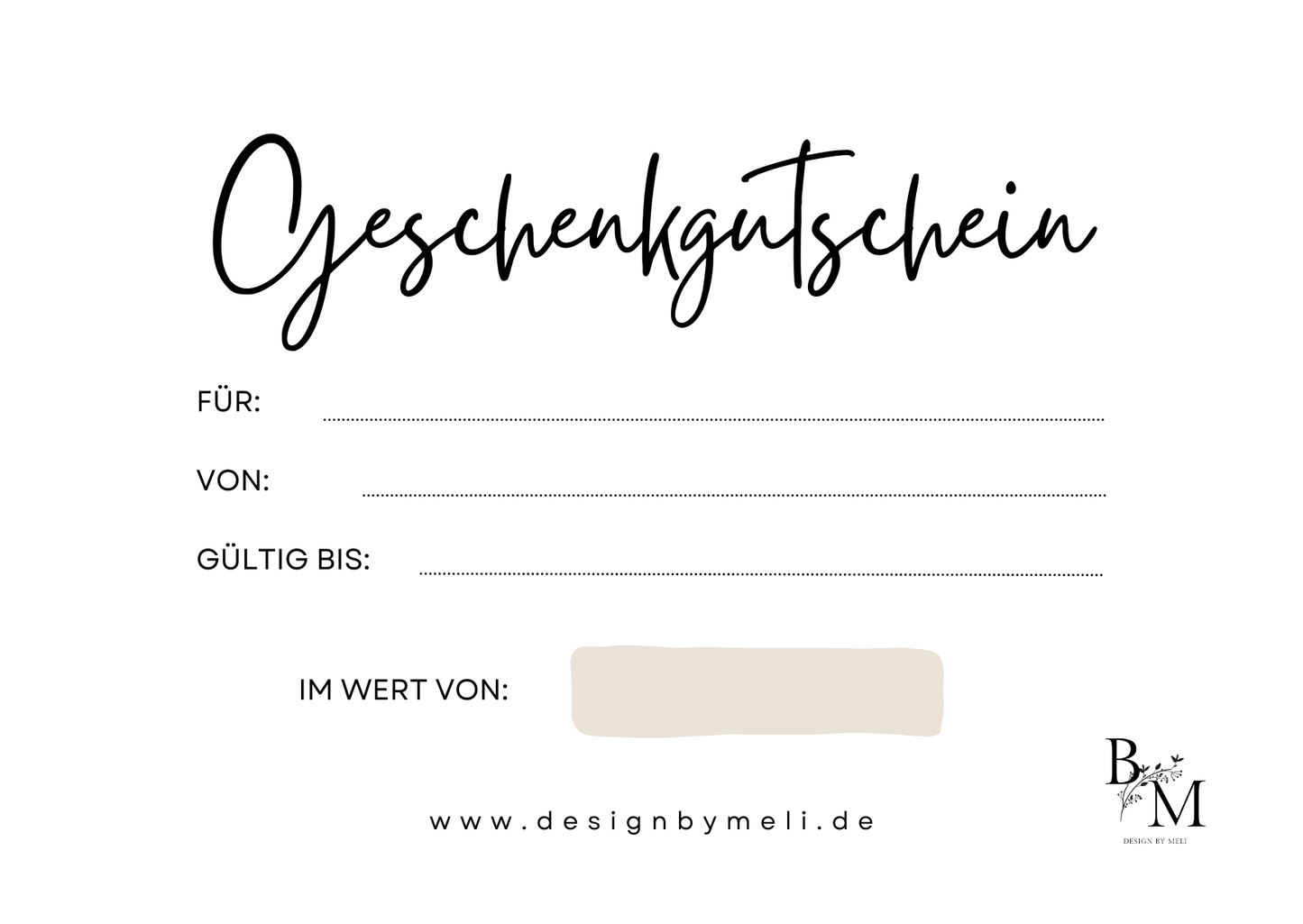 Geschenkgutschein DESIGNBYMELI